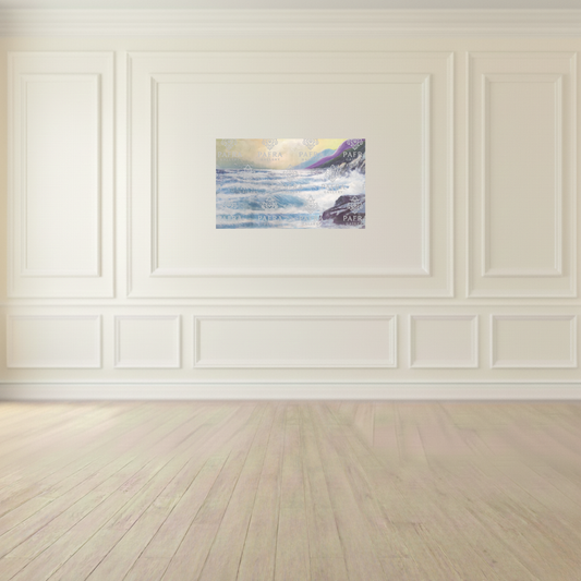 Ocean Waves Crashing on Rocks - Handcrafted Leather Art